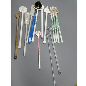 15 Vintage 70s swizzle Stir sticks includes Vegas, Breakers‎ ,The Borks Travel
